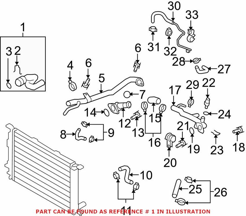 Audi Radiator Coolant Hose – Upper 8K0121101L