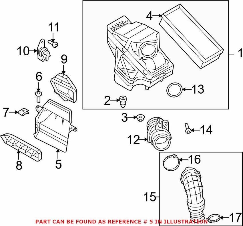 Audi Engine Air Intake Hose 8K0129617E – Genuine VW/Audi