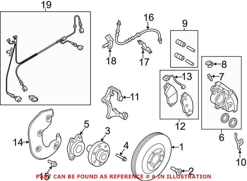 Audi Disc Brake Caliper – Front Passenger Side 8K0615124G