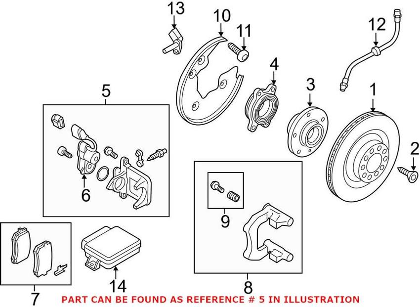 Audi Disc Brake Caliper – Rear Passenger Side 8K0615404D