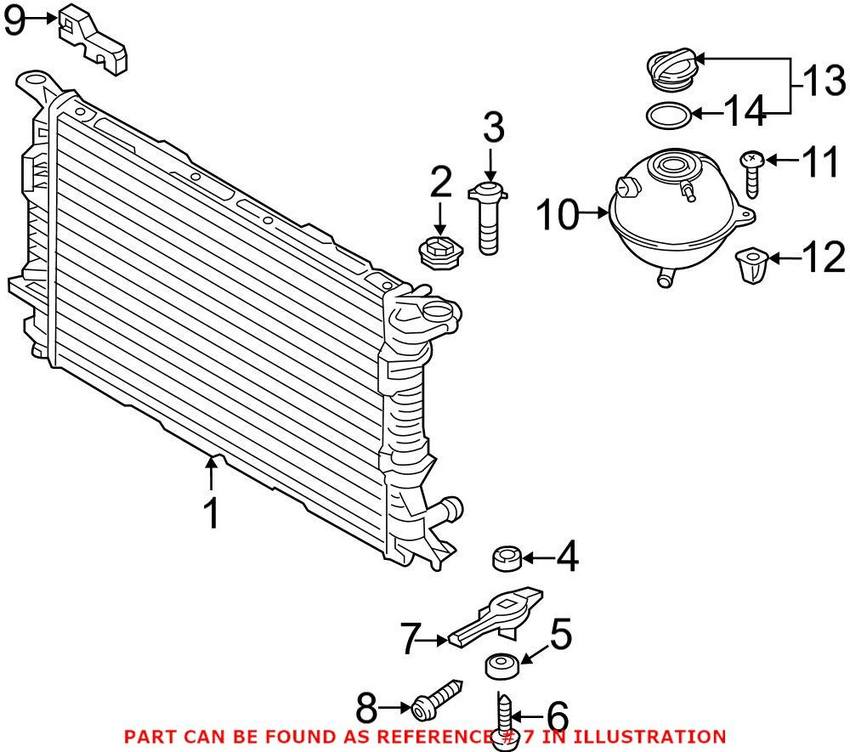 Audi Radiator Mount Bracket 8K0805201A