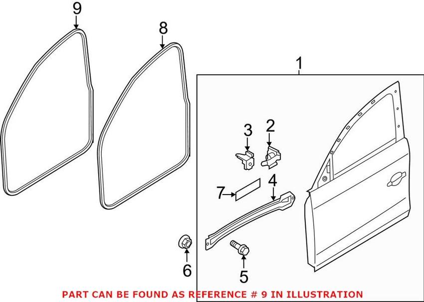 Audi Door Seal – Front Inner 8K0831721H