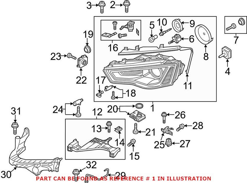 Audi Headlight Assembly – Front Passenger Side 8K0941044E