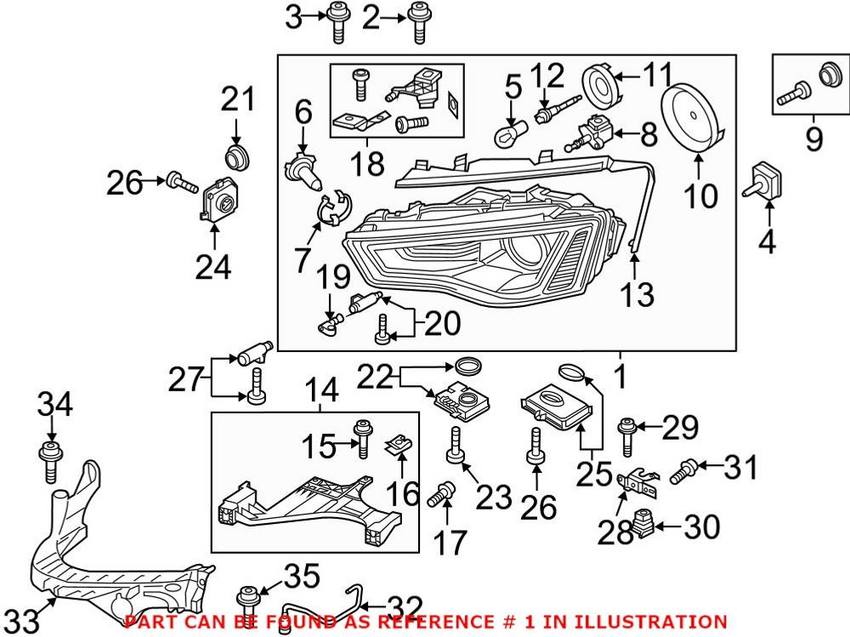 Audi Headlight Assembly – Front Driver Side 8K0941753E