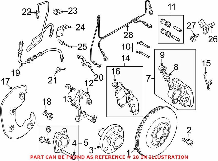 Audi ABS Wheel Speed Sensor Wiring Harness – Front Driver Side 8K0972251C