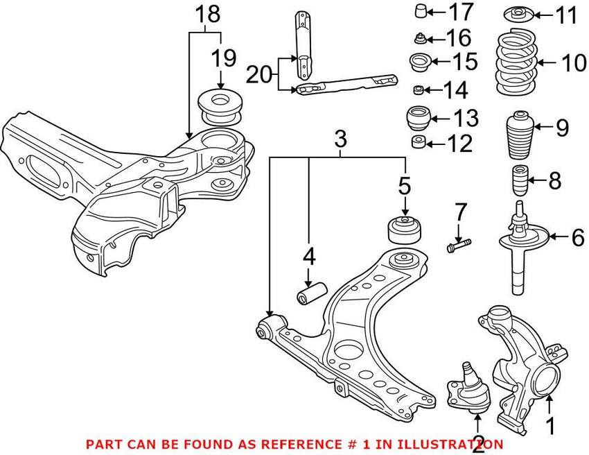 Audi Steering Knuckle – Driver Side 8N0407255H