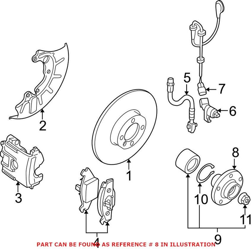 VW Wheel Hub – Front 8N0407613C