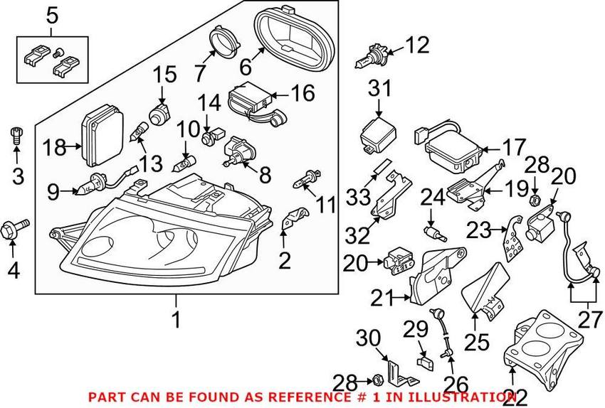 Headlight Assembly – Passenger Side (Xenon) (w/ Gray Trim)