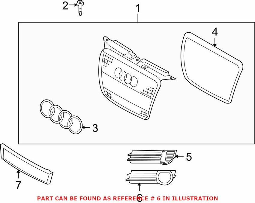 Audi Grille – Front Passenger Side Lower 8P4807682B