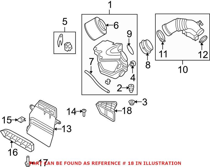 Audi Engine Air Intake Hose 8R0129739 – Genuine VW/Audi