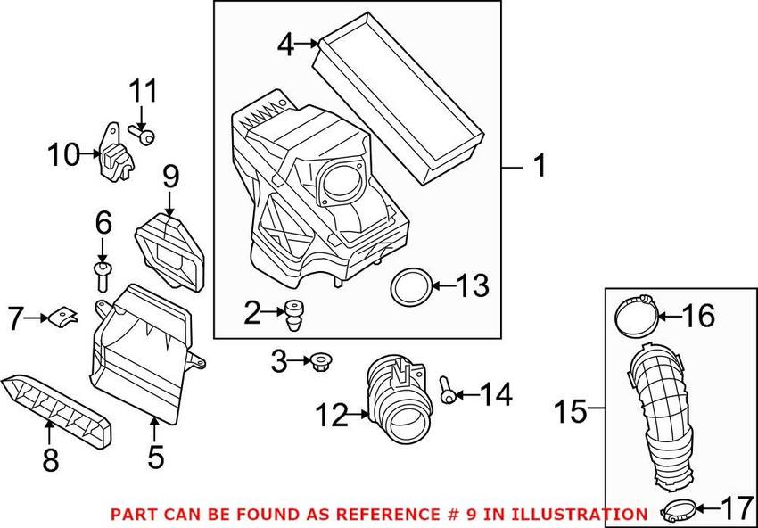 Audi Engine Air Intake Hose 8R0129739A – Genuine VW/Audi