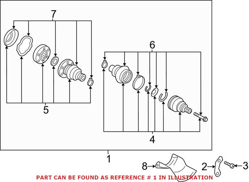 Audi CV Axle Assembly 8R0501203C