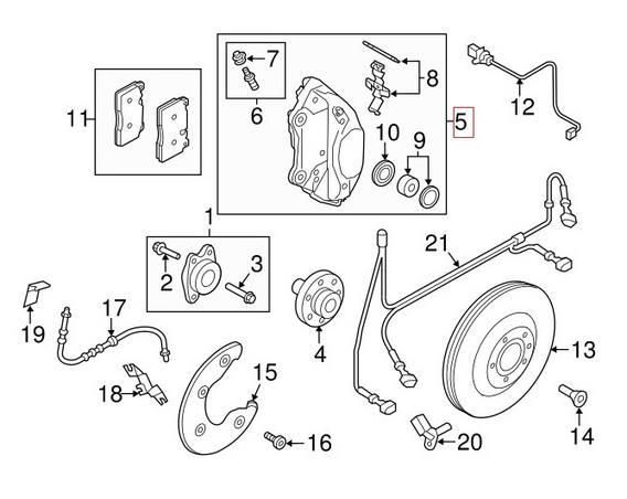 VW Audi Genuine Driver Front Left Caliper 8R0615107G