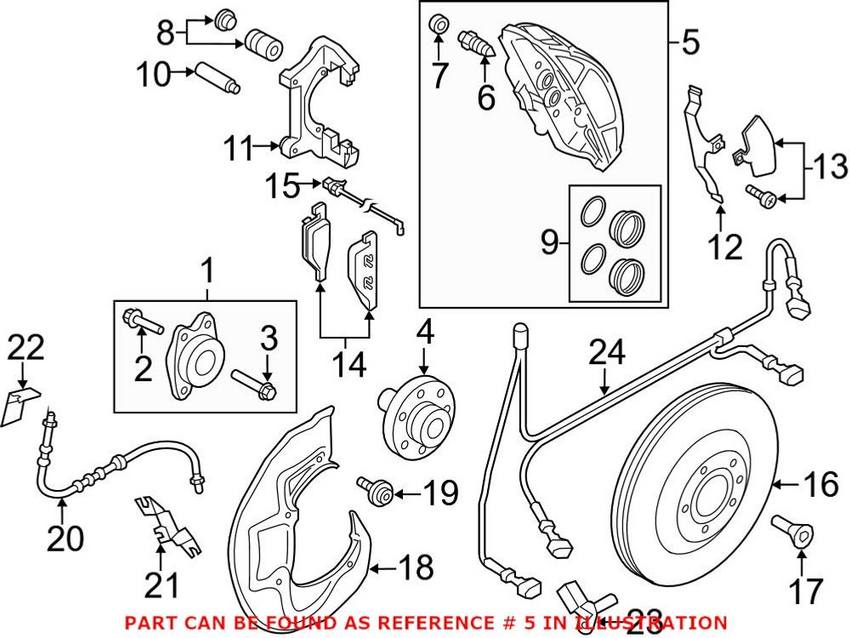 Audi Disc Brake Caliper – Front Passenger Side 8R0615124A