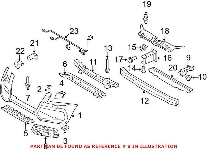 Audi Grille – Front Passenger Side 8R0807682E01C