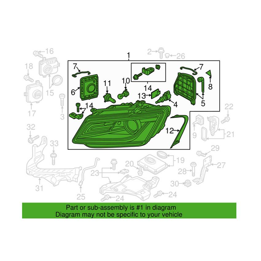 Audi Headlight Assembly – Passenger Side (Xenon) (Adaptive) 8R0941754E