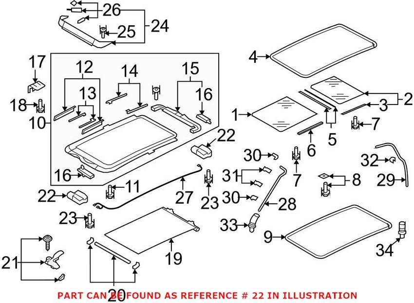 Audi VW Sunroof Motor 8R0959591A