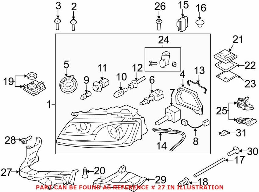 Audi Headlight Mounting Bracket – Driver Side 8T0805607