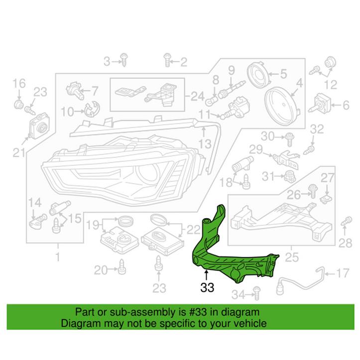 Audi Headlight Mounting Panel Bracket – Passenger Side 8T0805608D