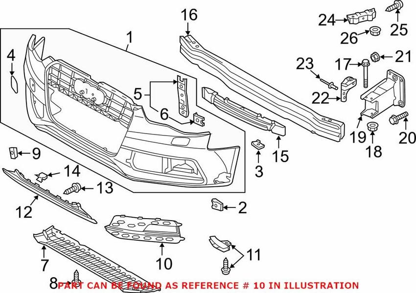 Audi Grille – Front Driver Side 8T0807681H01C