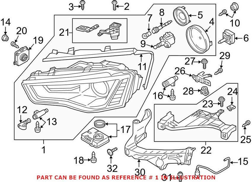 Audi Headlight Assembly – Front Driver Side 8T0941043E