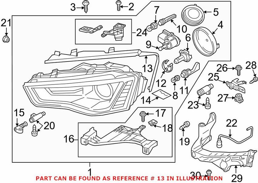 Audi Headlight Seal – Driver Side 8T0941191B