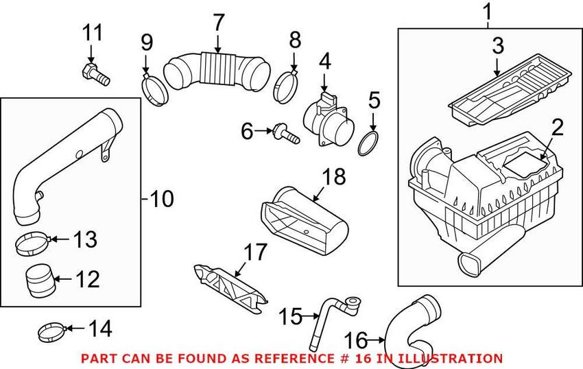 Audi Engine Air Intake Hose 8U0129618F – Genuine VW/Audi