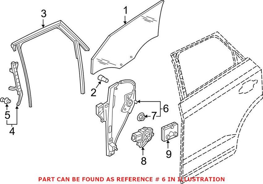 Audi Window Regulator – Rear Driver Side 8U0839461