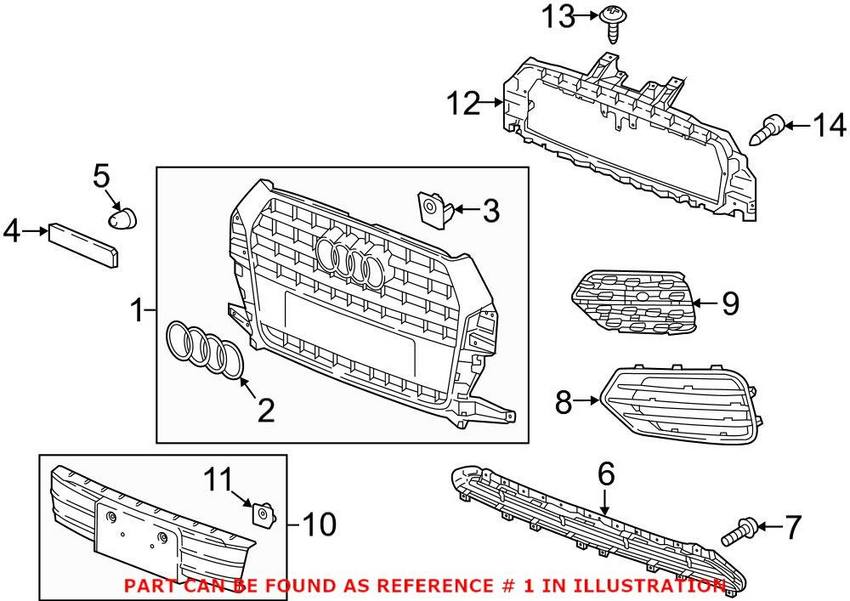 Grille – Front Upper (Two Peace Design) (Black)