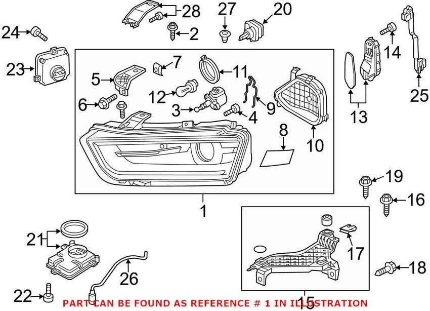 Audi Headlight Assembly – Front Driver Side 8U0941043F