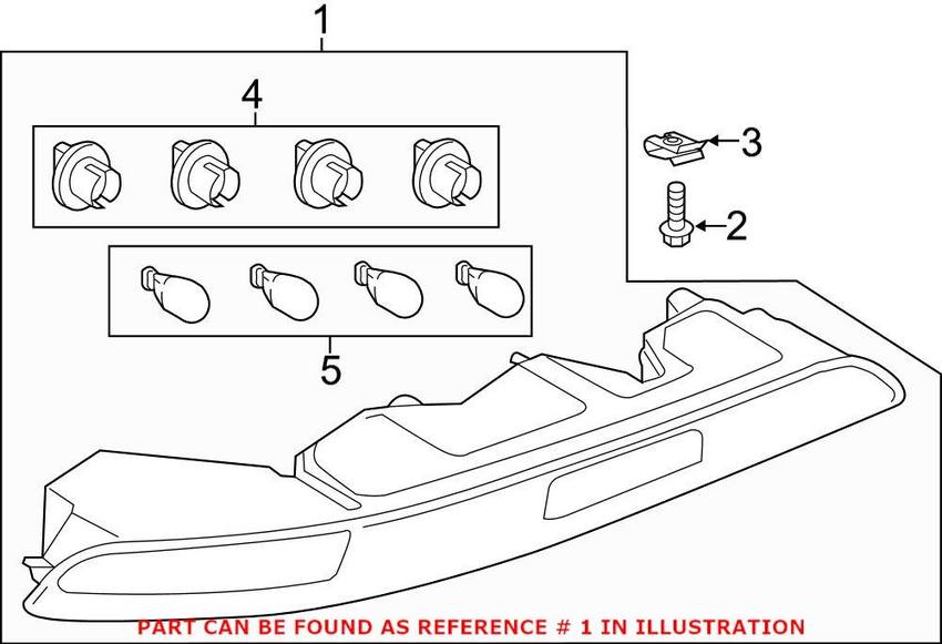 Audi Back Up Light Assembly – Rear Passenger Side 8U0945096C