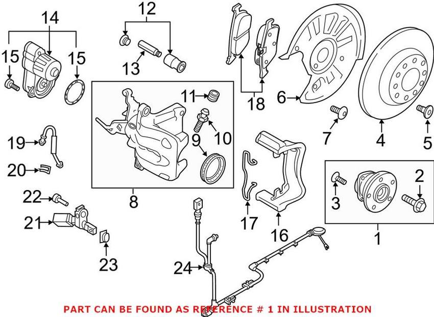 VW Wheel Bearing and Hub Assembly – Rear 8V0598625C