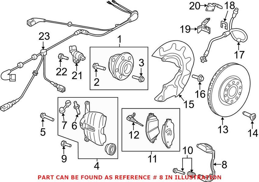 VW Disc Brake Caliper Bracket – Front Passenger Side 8V0615126