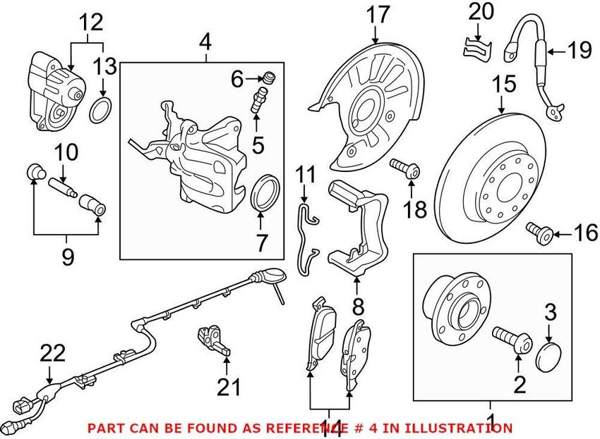 VW Disc Brake Caliper – Rear Driver Side 8V0615423D