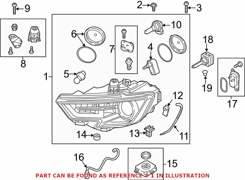 Audi Headlight Assembly – Front Driver Side 8V0941043G