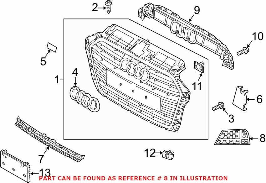 Audi Grille – Front Driver Side Lower 8V3807681AEBMO