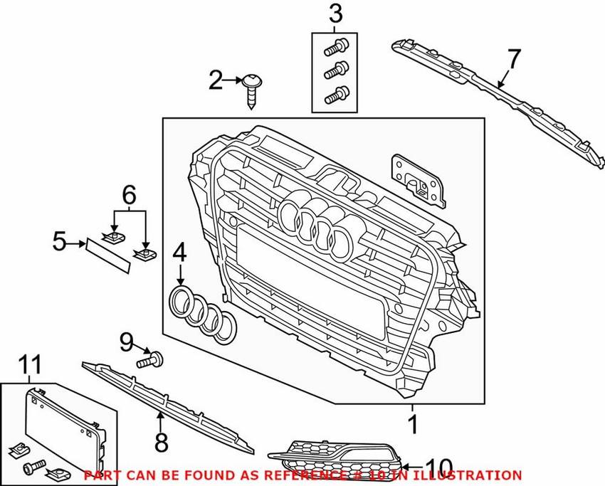 Audi Grille – Front Passenger Side 8V3807682K9B9