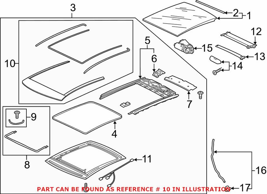 Audi Sunroof Guide Rail 8V5877155A – Genuine VW/Audi