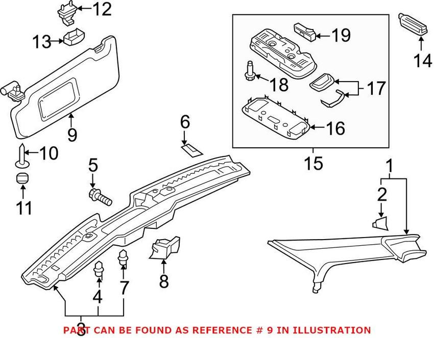 Audi Sun Visor – Driver Side 8V7857551Q24A