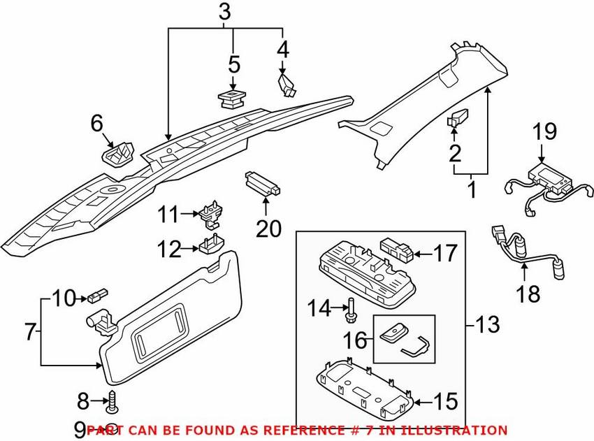 Audi Sun Visor – Driver Side 8V7857551T24A