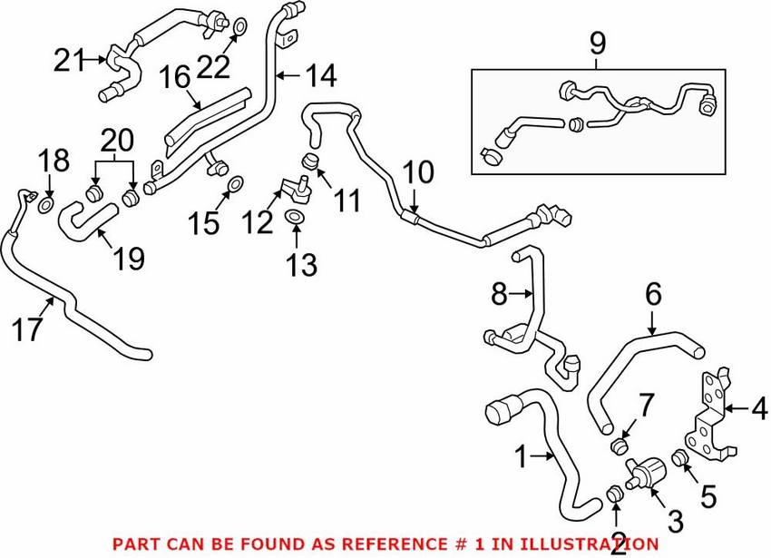 Audi HVAC Heater Hose 8W0122073F