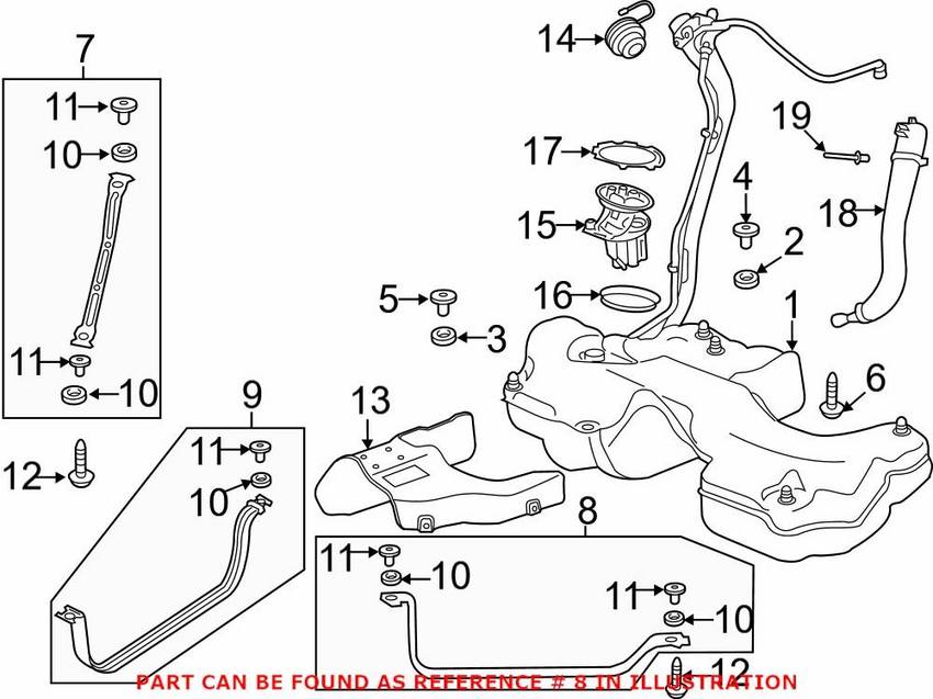 Audi Fuel Tank Strap – Driver Side 8W0201653G