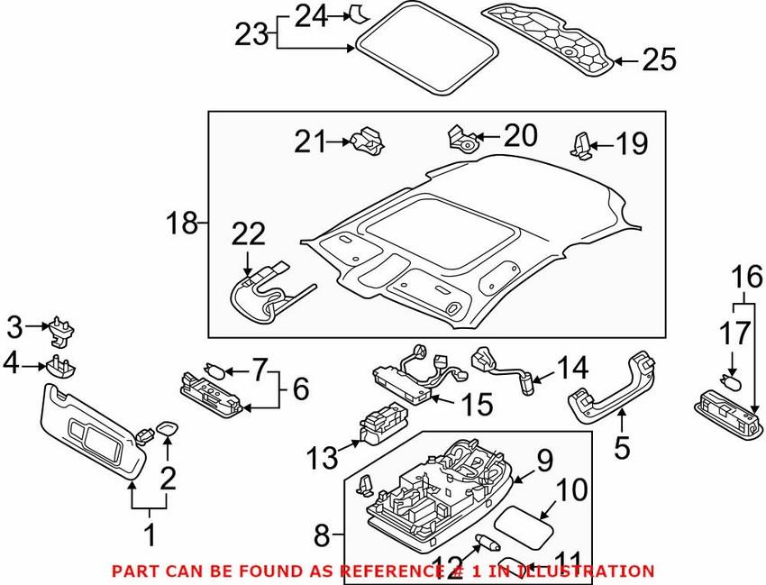 Audi Sun Visor – Driver Side 8W0857551AA7C0