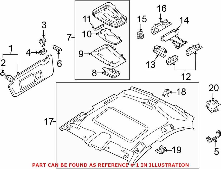 Audi Sun Visor – Driver Side 8W0857551AAEA7