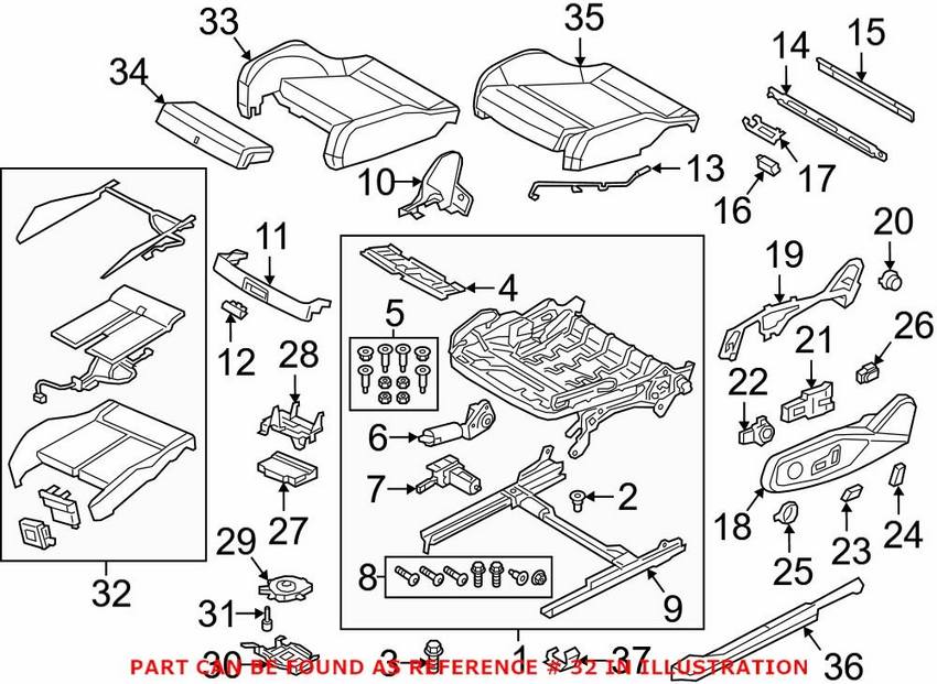 Audi Seat Cushion Pad – Front Passenger Side 8W0898522F