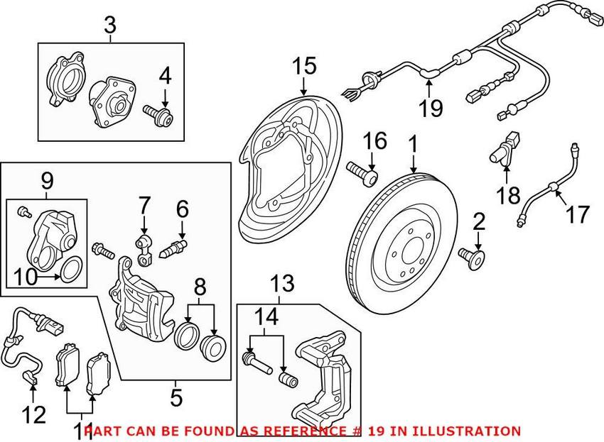 Audi ABS Wheel Speed Sensor Wiring Harness – Rear Passenger Side 8W0972254