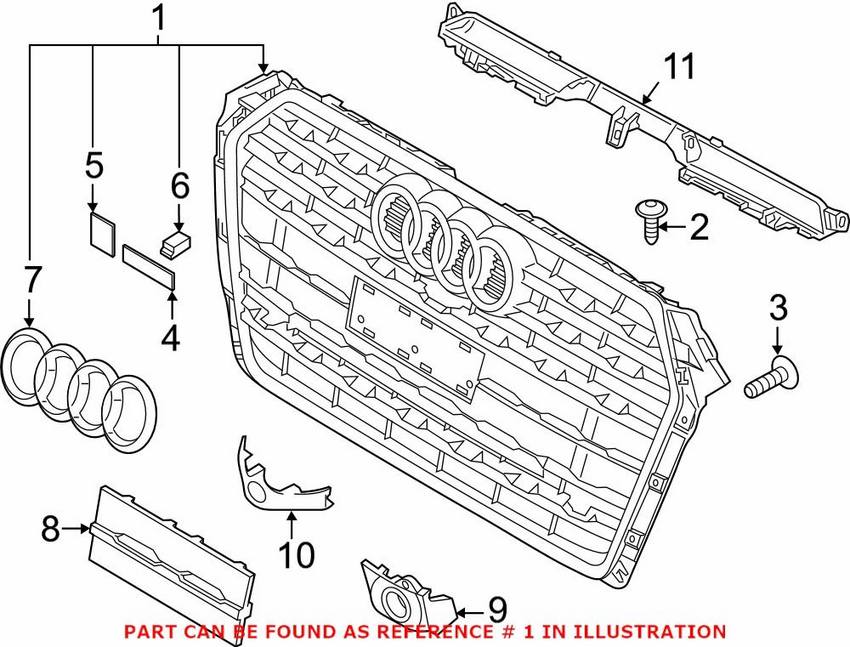 Grille – Front Upper (Dark Chrome)