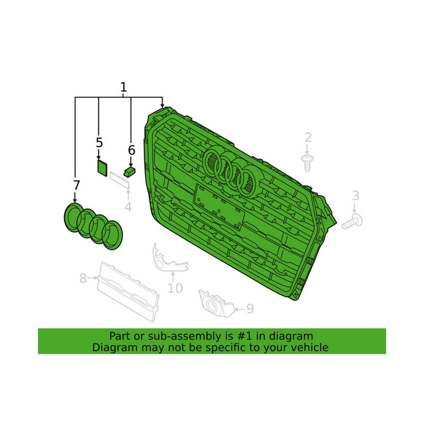 Audi Grille 8W6853651ABRN4 – Genuine VW/Audi
