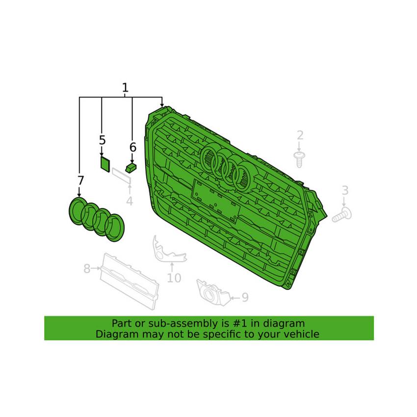 Audi Grille 8W6853651ATRP5 – Genuine VW/Audi