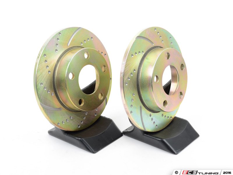 Rear Slotted & Dimpled Brake Rotors - Pair (245x10)